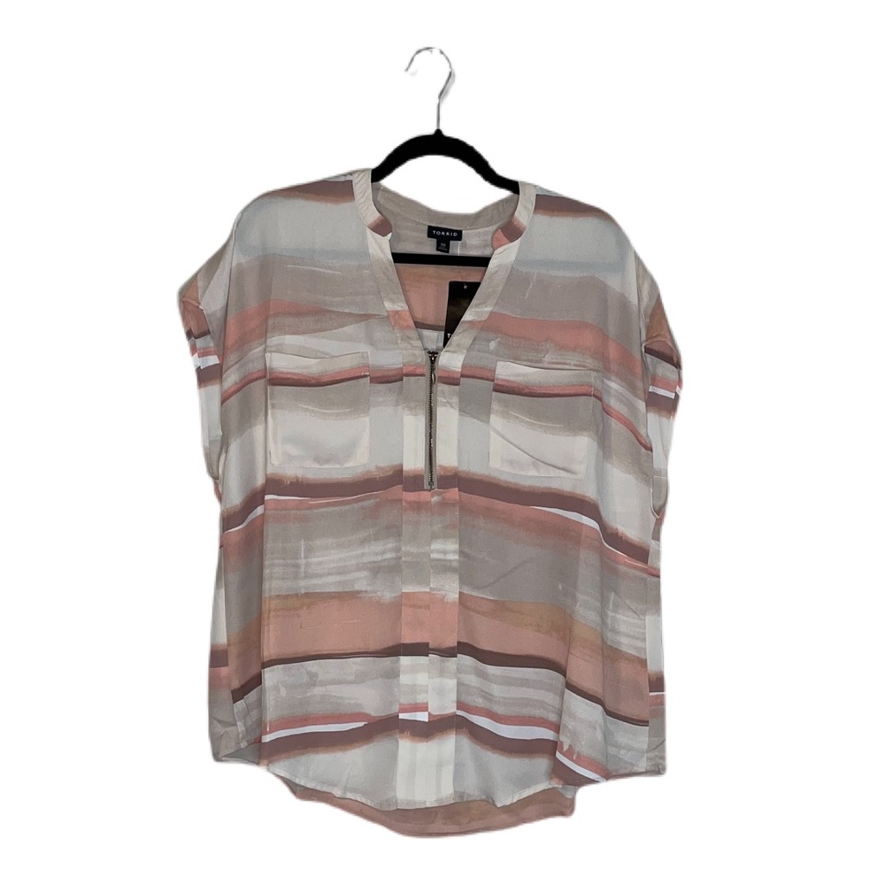 Torrid NWT Multi Watercolor Zip Front Blouse Size 00 or M/L